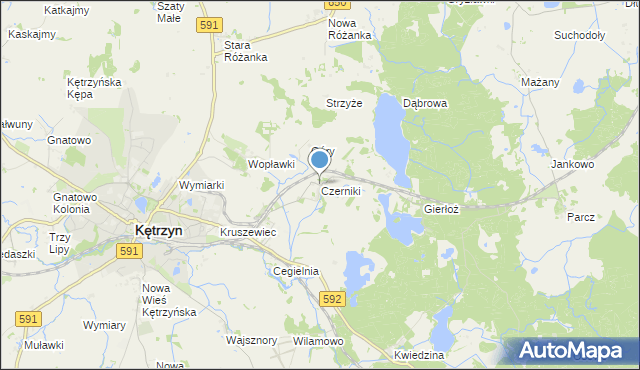 mapa Czerniki, Czerniki gmina Kętrzyn na mapie Targeo