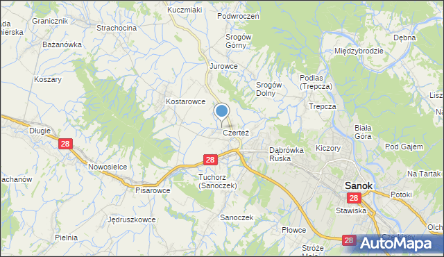 mapa Czerteż, Czerteż na mapie Targeo