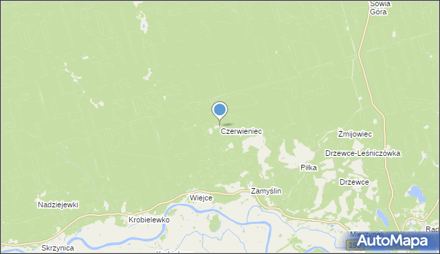 mapa Czerwieniec, Czerwieniec gmina Skwierzyna na mapie Targeo