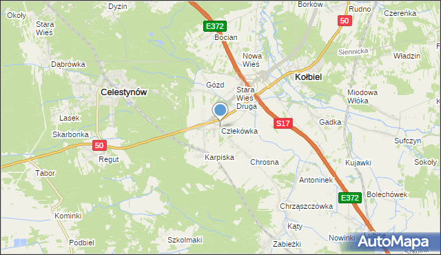 mapa Człekówka, Człekówka na mapie Targeo