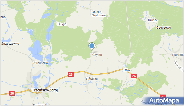 mapa Czyste, Czyste gmina Trzcińsko-Zdrój na mapie Targeo