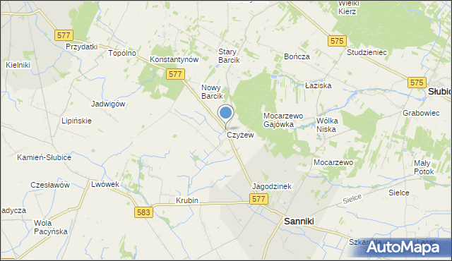 mapa Czyżew, Czyżew gmina Sanniki na mapie Targeo