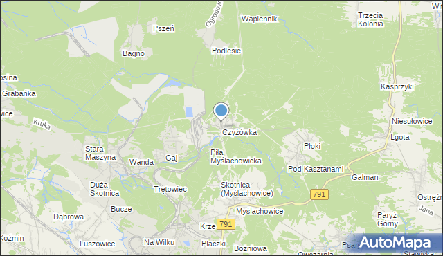 mapa Czyżówka, Czyżówka gmina Trzebinia na mapie Targeo
