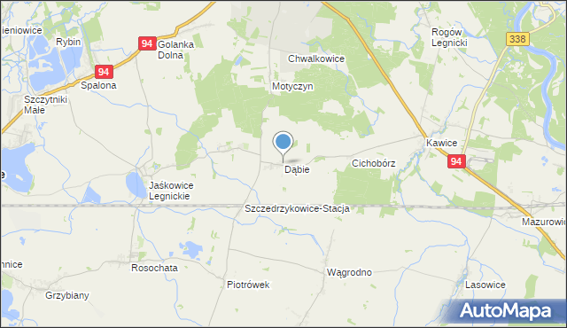 mapa Dąbie, Dąbie gmina Prochowice na mapie Targeo