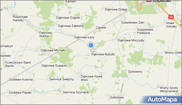 mapa Dąbrowa-Bybytki, Dąbrowa-Bybytki na mapie Targeo