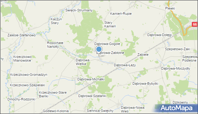 mapa Dąbrowa-Kaski, Dąbrowa-Kaski na mapie Targeo