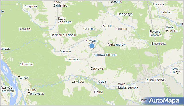 mapa Dąbrowa-Kolonia, Dąbrowa-Kolonia gmina Łaskarzew na mapie Targeo