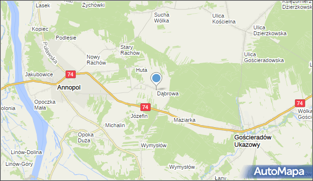 mapa Dąbrowa, Dąbrowa gmina Annopol na mapie Targeo