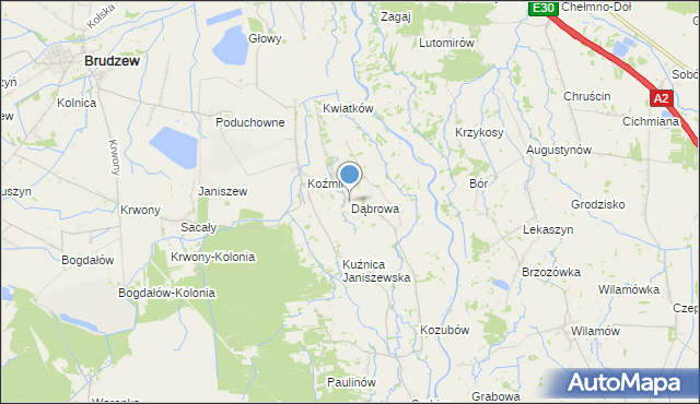 mapa Dąbrowa, Dąbrowa gmina Brudzew na mapie Targeo