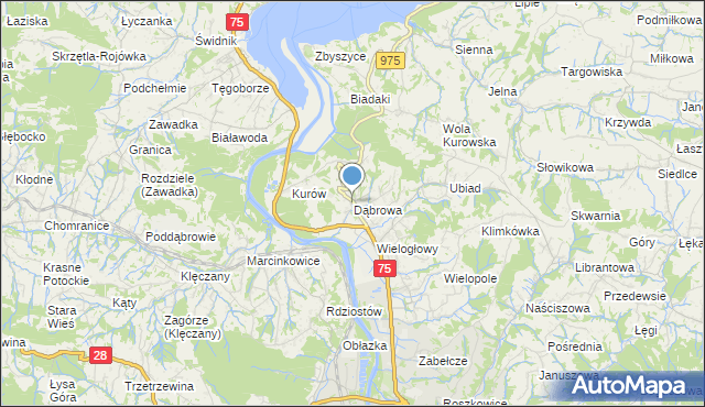 mapa Dąbrowa, Dąbrowa gmina Chełmiec na mapie Targeo