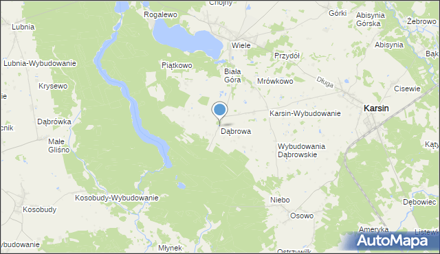 mapa Dąbrowa, Dąbrowa gmina Karsin na mapie Targeo