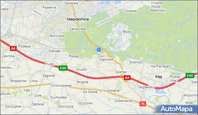 mapa Dąbrowa, Dąbrowa gmina Kłaj na mapie Targeo