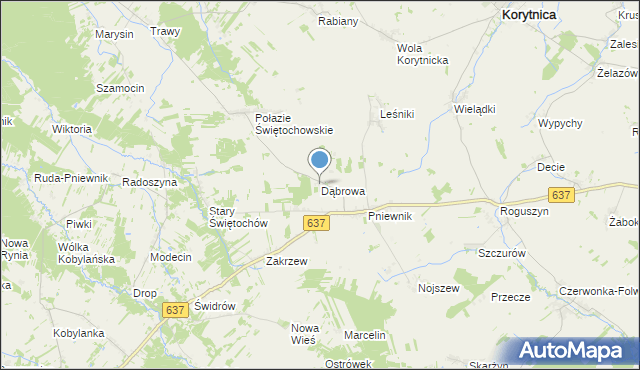 mapa Dąbrowa, Dąbrowa gmina Korytnica na mapie Targeo