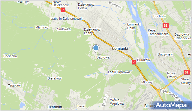 mapa Dąbrowa, Dąbrowa gmina Łomianki na mapie Targeo