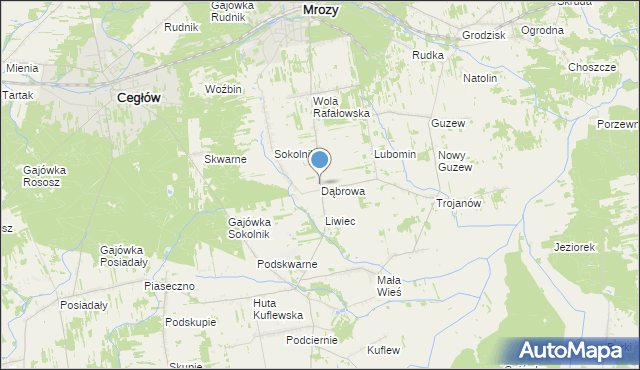 mapa Dąbrowa, Dąbrowa gmina Mrozy na mapie Targeo