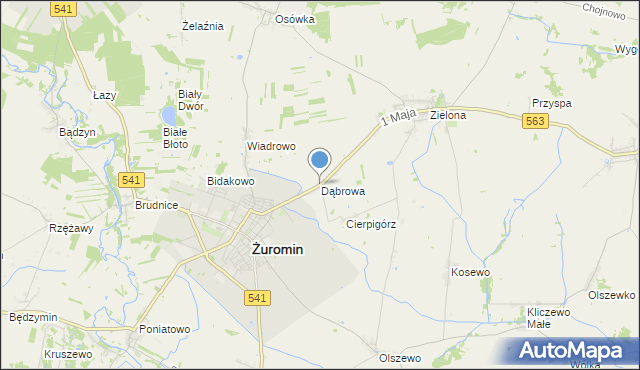 mapa Dąbrowa, Dąbrowa gmina Żuromin na mapie Targeo