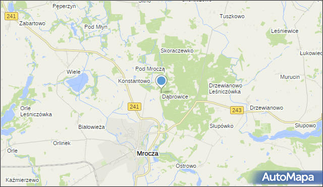 mapa Dąbrowice, Dąbrowice gmina Mrocza na mapie Targeo