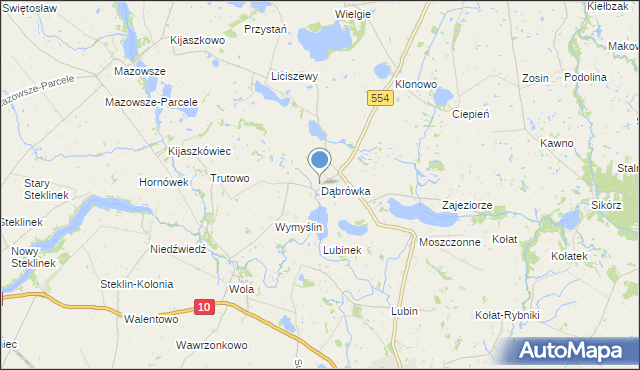 mapa Dąbrówka, Dąbrówka gmina Kikół na mapie Targeo