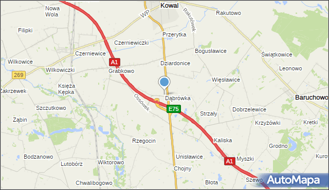 mapa Dąbrówka, Dąbrówka gmina Kowal na mapie Targeo