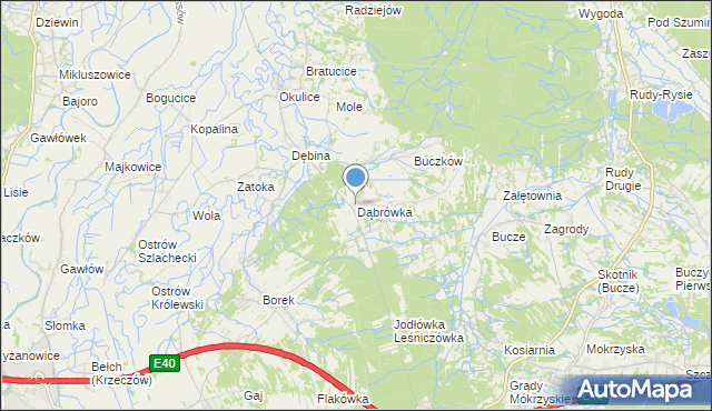 mapa Dąbrówka, Dąbrówka gmina Rzezawa na mapie Targeo