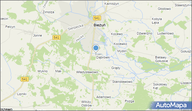 mapa Dąbrówki, Dąbrówki gmina Bieżuń na mapie Targeo