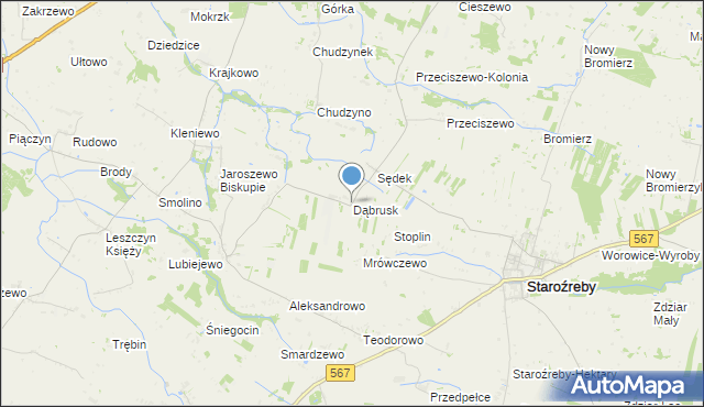 mapa Dąbrusk, Dąbrusk na mapie Targeo