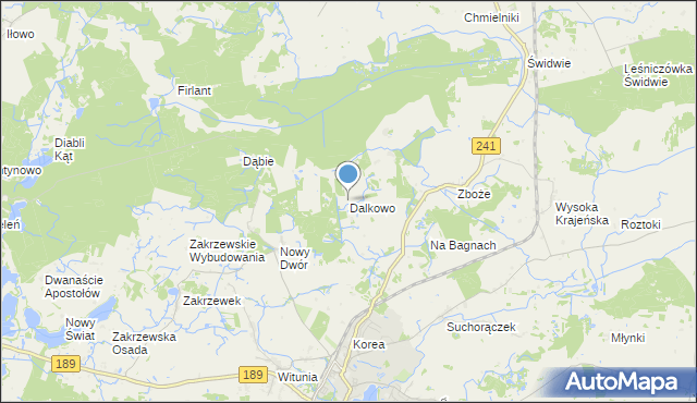 mapa Dalkowo, Dalkowo gmina Więcbork na mapie Targeo