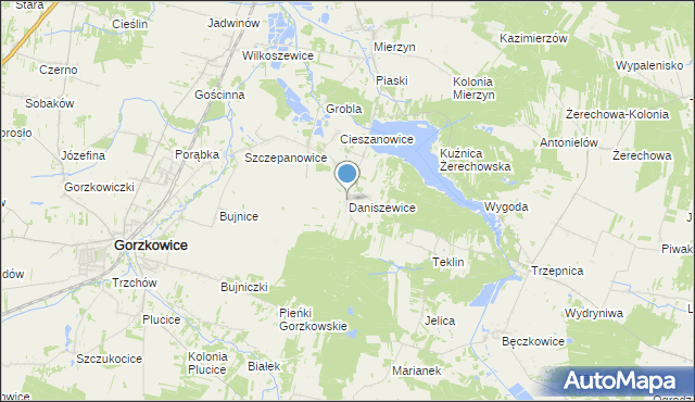 mapa Daniszewice, Daniszewice na mapie Targeo