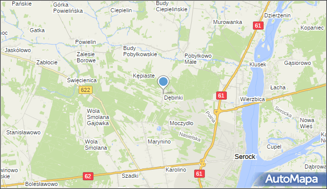 mapa Dębinki, Dębinki gmina Serock na mapie Targeo