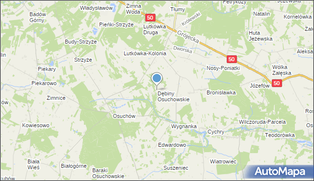 debiny mapa Mapa Dębiny Osuchowskie, Dębiny Osuchowskie na mapie Targeo