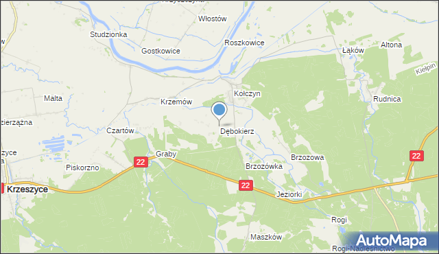 mapa Dębokierz, Dębokierz na mapie Targeo