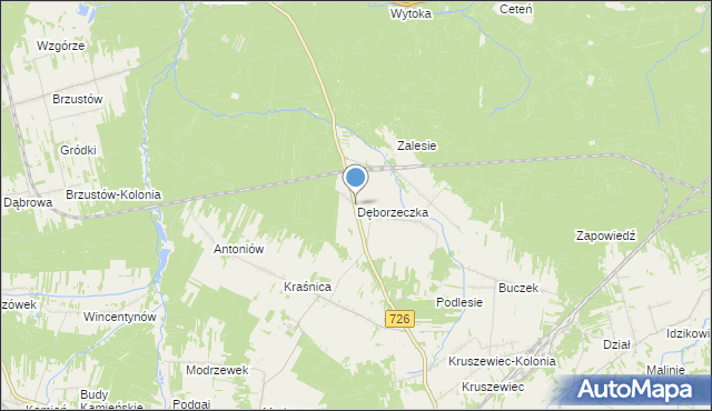 mapa Dęborzeczka, Dęborzeczka na mapie Targeo