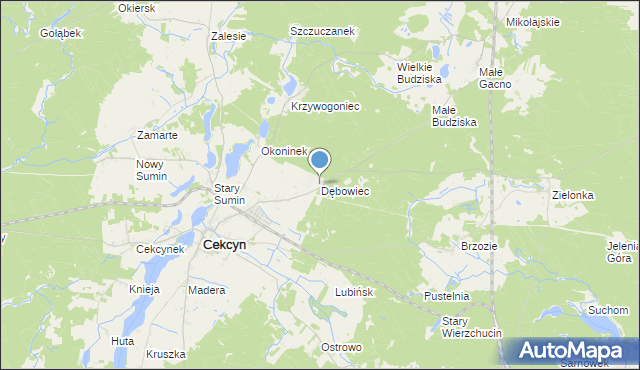 mapa Dębowiec, Dębowiec gmina Cekcyn na mapie Targeo