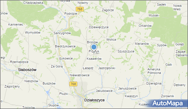 mapa Dębowiec, Dębowiec gmina Działoszyce na mapie Targeo
