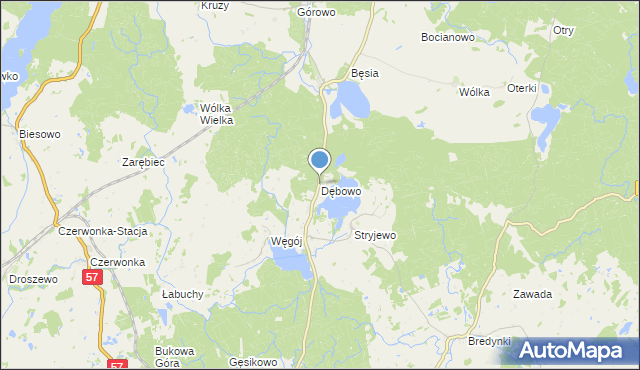 mapa Dębowo, Dębowo gmina Biskupiec na mapie Targeo