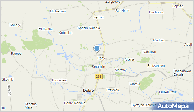 mapa Dęby, Dęby gmina Dobre na mapie Targeo