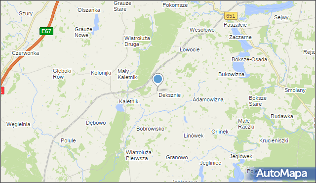 mapa Deksznie, Deksznie na mapie Targeo