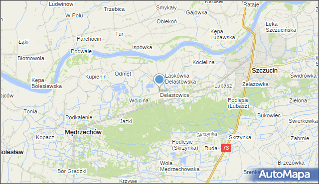 mapa Delastowice, Delastowice na mapie Targeo