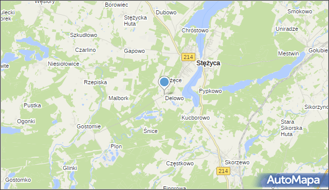 mapa Delowo, Delowo na mapie Targeo