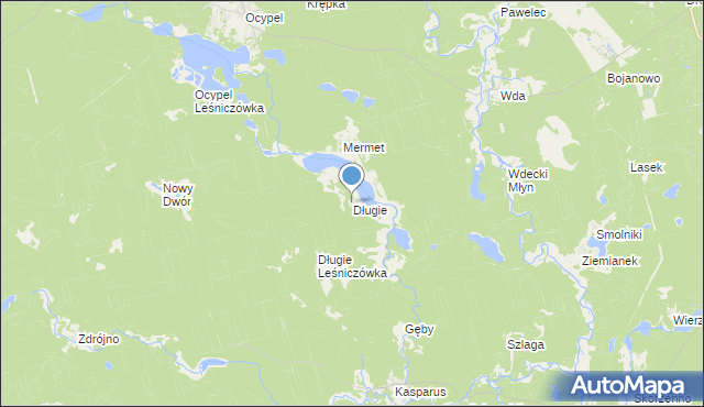 mapa Długie, Długie gmina Osieczna na mapie Targeo