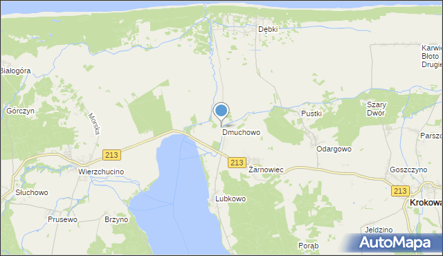 mapa Dmuchowo, Dmuchowo gmina Krokowa na mapie Targeo