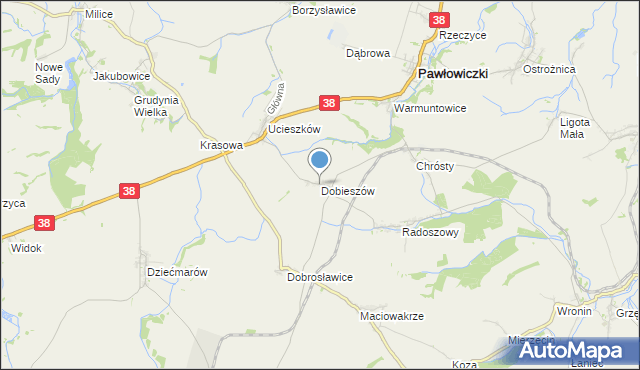 mapa Dobieszów, Dobieszów gmina Pawłowiczki na mapie Targeo