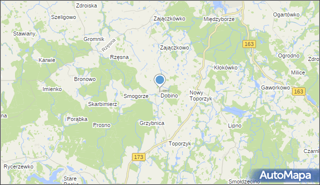 mapa Dobino, Dobino gmina Połczyn-Zdrój na mapie Targeo