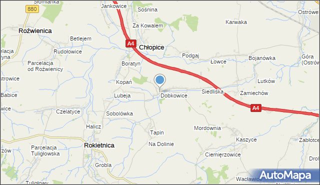 mapa Dobkowice, Dobkowice gmina Chłopice na mapie Targeo