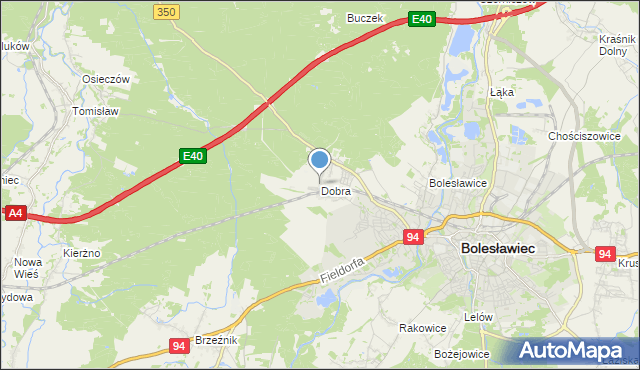 mapa Dobra, Dobra gmina Bolesławiec na mapie Targeo