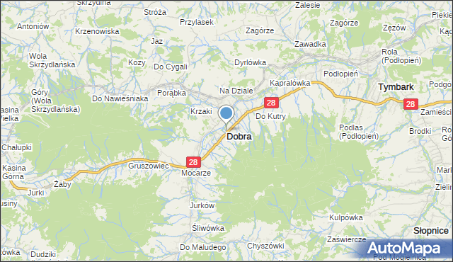 mapa Dobra, Dobra powiat limanowski na mapie Targeo