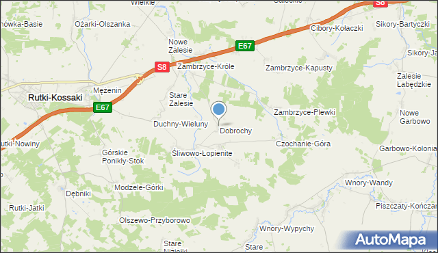 mapa Dobrochy, Dobrochy gmina Rutki na mapie Targeo