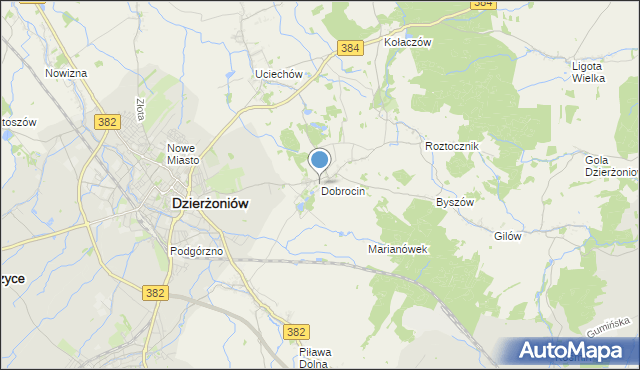 mapa Dobrocin, Dobrocin gmina Dzierżoniów na mapie Targeo