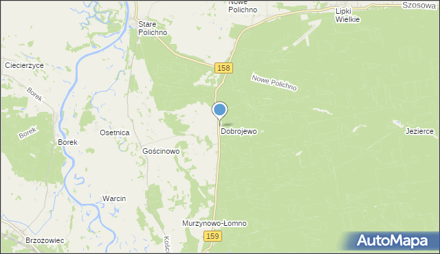 mapa Dobrojewo, Dobrojewo gmina Skwierzyna na mapie Targeo