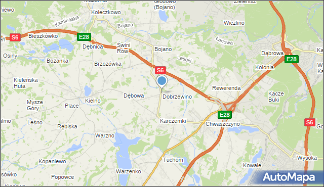 mapa Dobrzewino, Dobrzewino na mapie Targeo